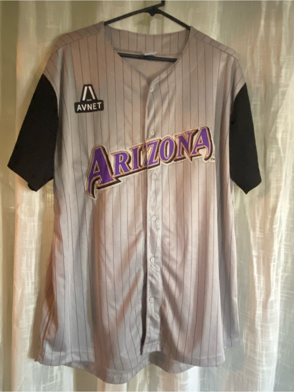 Arizona Baseball Jersey in Gray with Purple Logo Size Adult Large